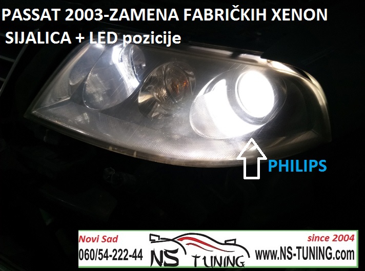 vw passat b5.5 2002 xenon far d2s sijalica philips zamena ugradnja poliranje novi sad tuning servis auto
